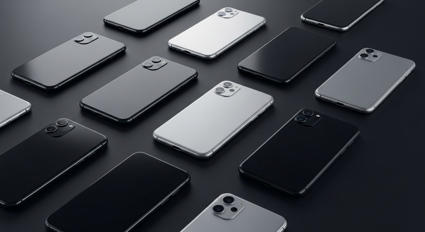 Wholesale smartphones arranged in neat rows